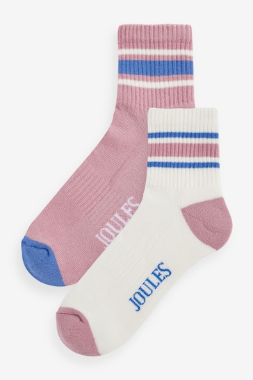 Joules Volley Pink & White Tennis Socks (2 Pack)