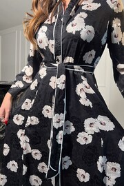 Girl In Mind Black Angela Piping Detail Midi Shirt Dress - Image 4 of 4