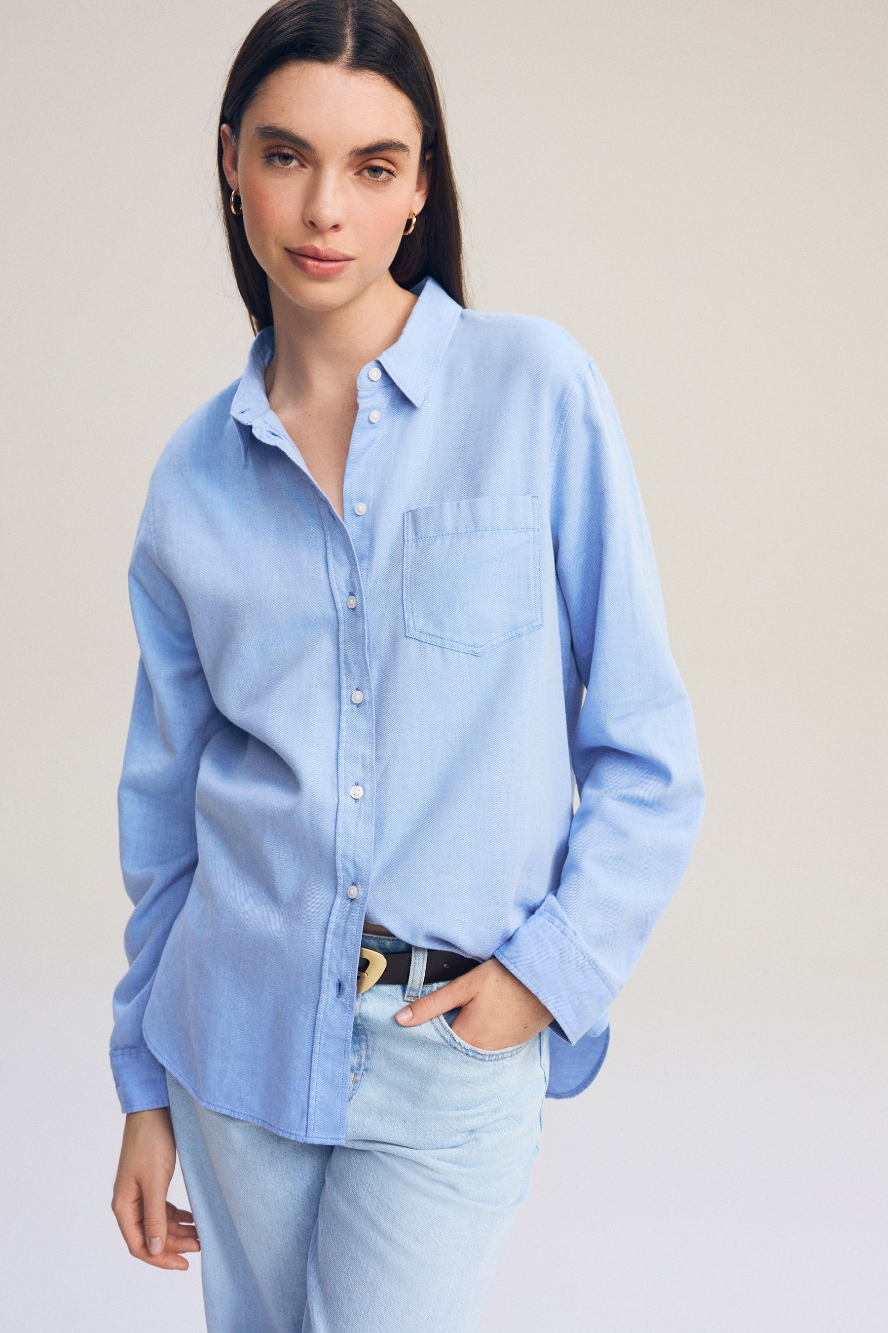 Blue cotton shirt womens shop