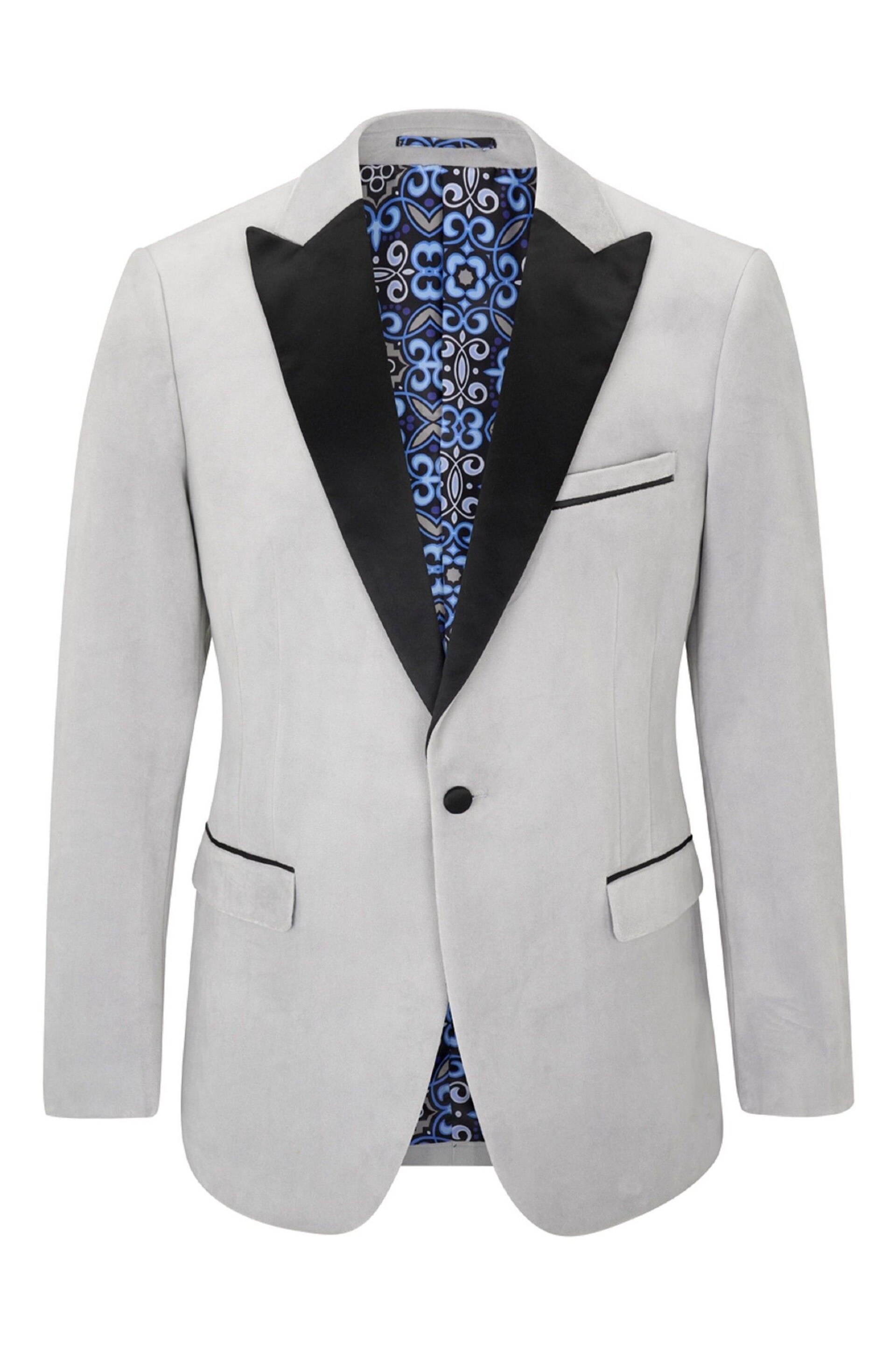 Skopes Jive Tailored Fit Silver Velvet Jacket - Image 4 of 6