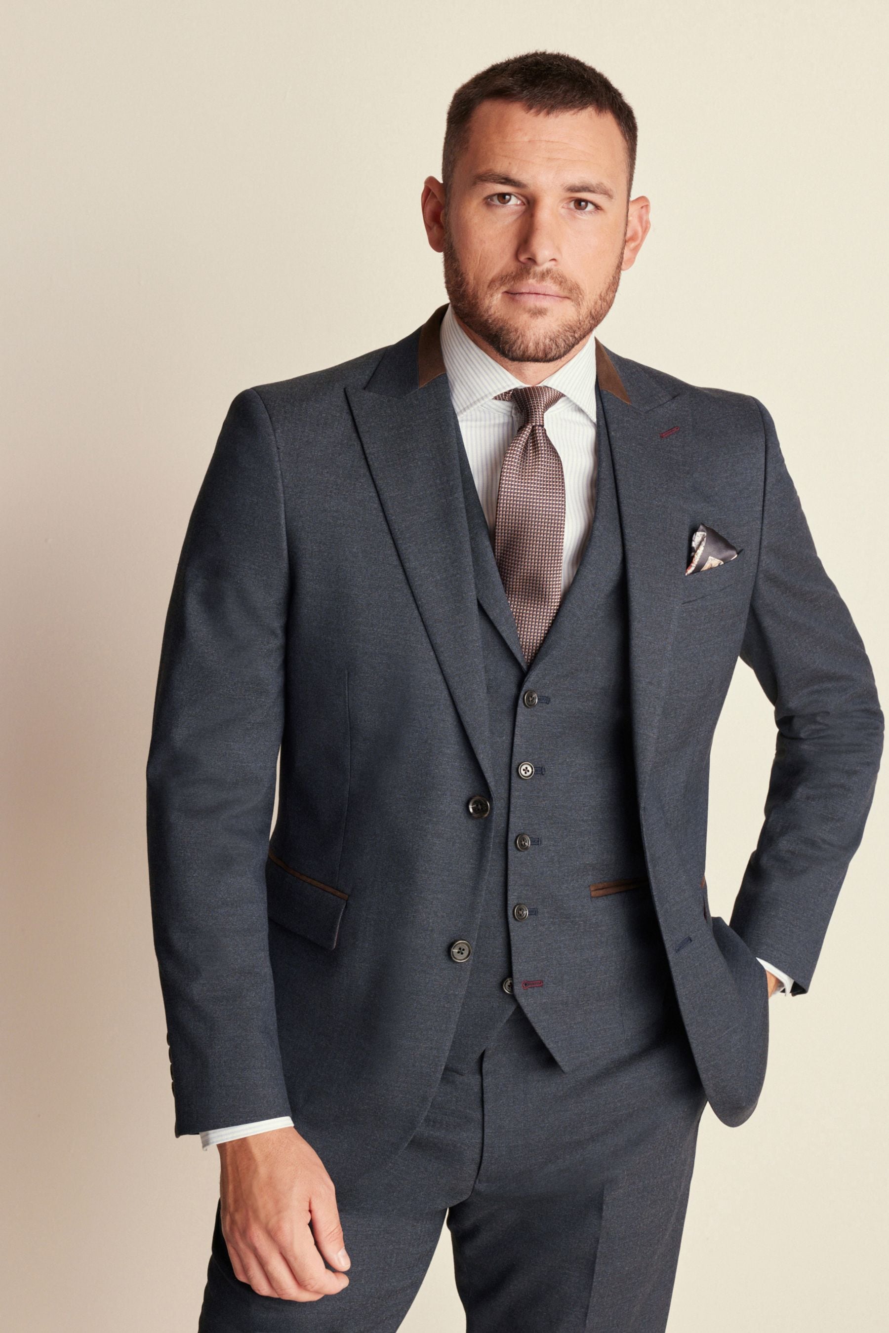 Buy Navy Slim Fit Herringbone Suit Jacket from Next Canada