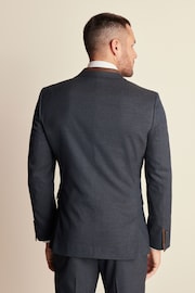 Navy Slim Fit Herringbone Suit Jacket - Image 3 of 10