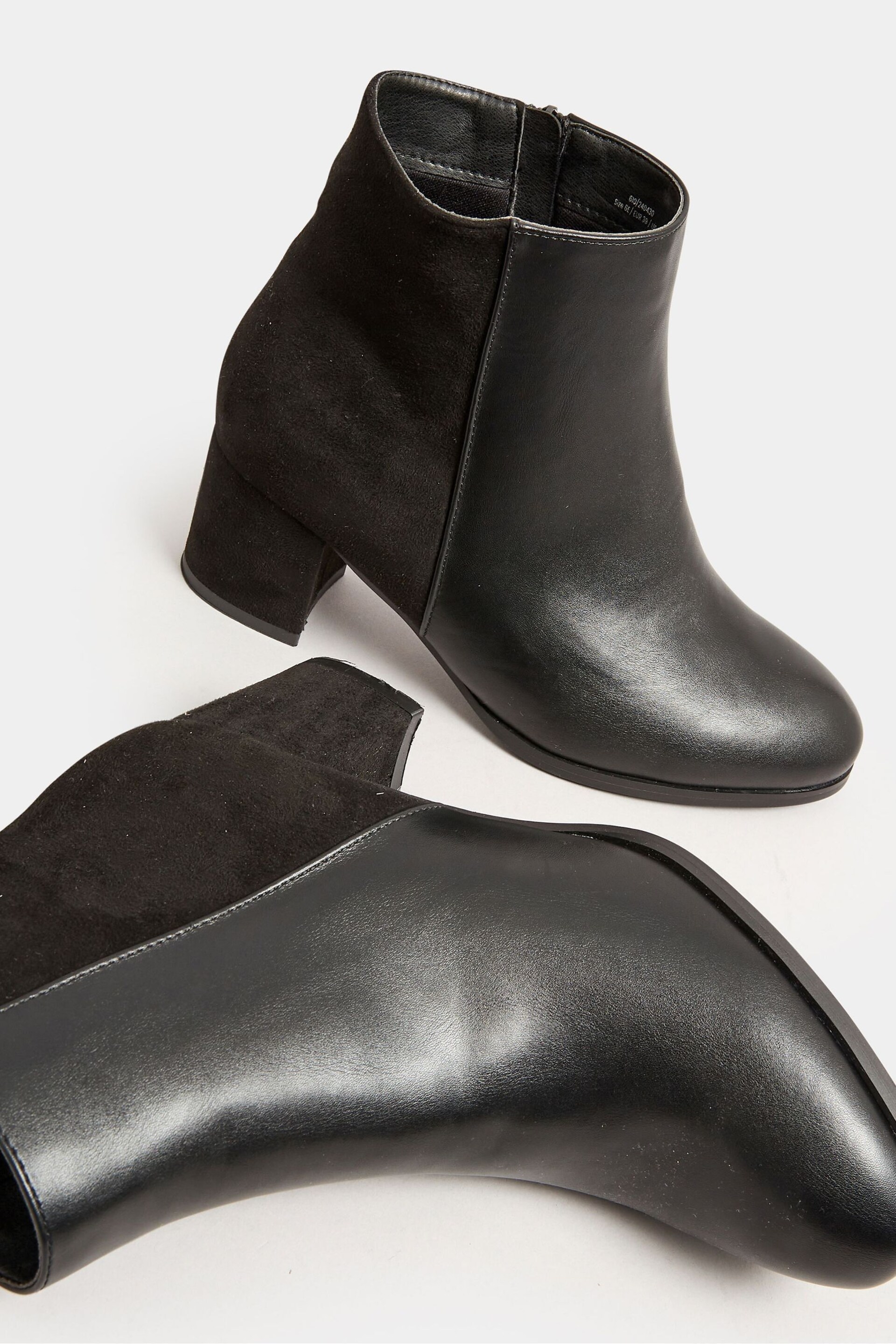 Yours Curve Black Extra Wide Fit Block Ankle PU Micro Boots - Image 4 of 4