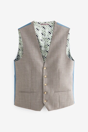 Neutral Textured Suit Waistcoat