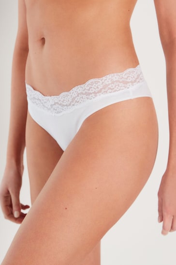 White/Black/Grey Extra High Leg Cotton and Lace Knickers 4 Pack