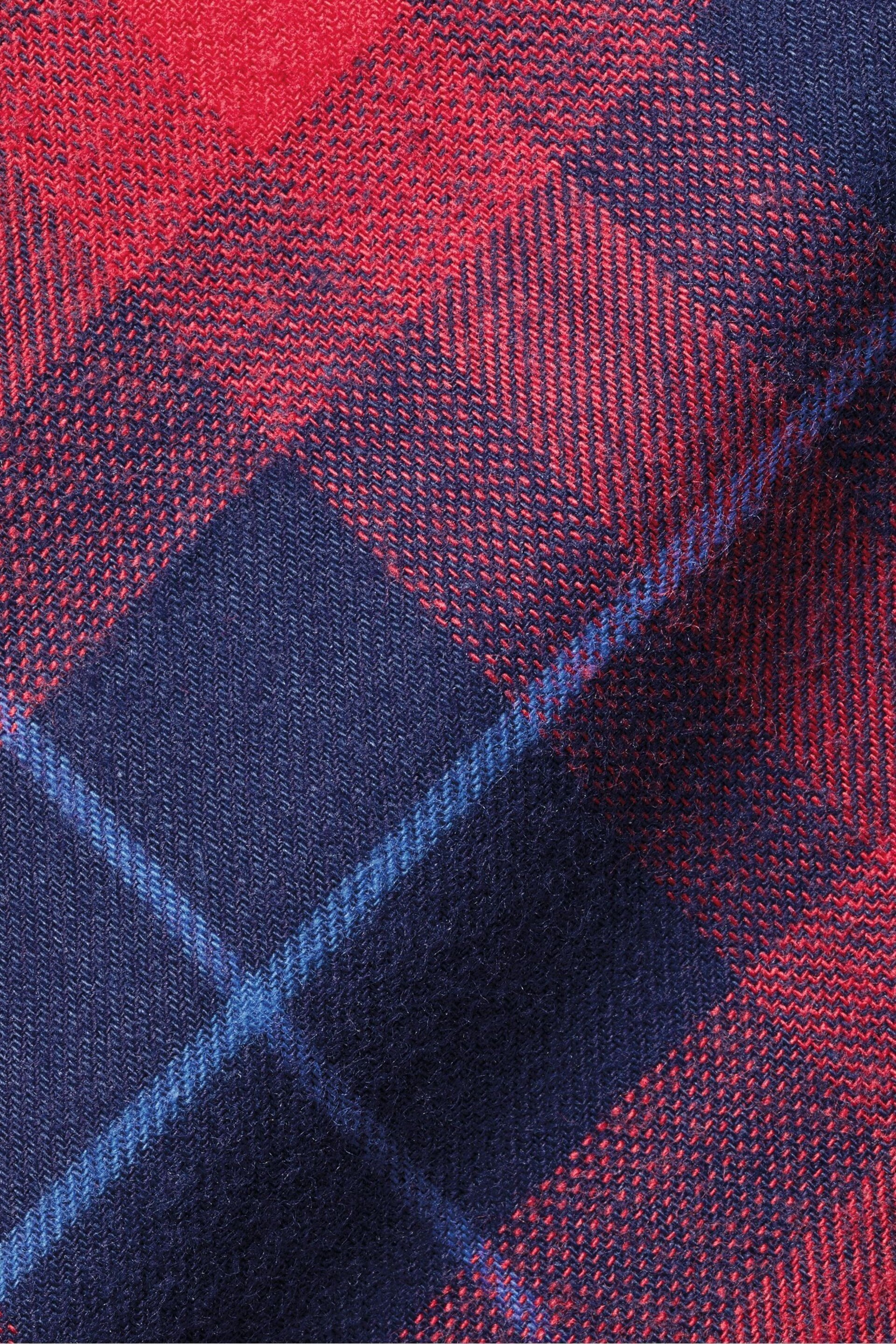 Charles Tyrwhitt Red Slim Fit Check Brushed Flannel Shirt - Image 6 of 6