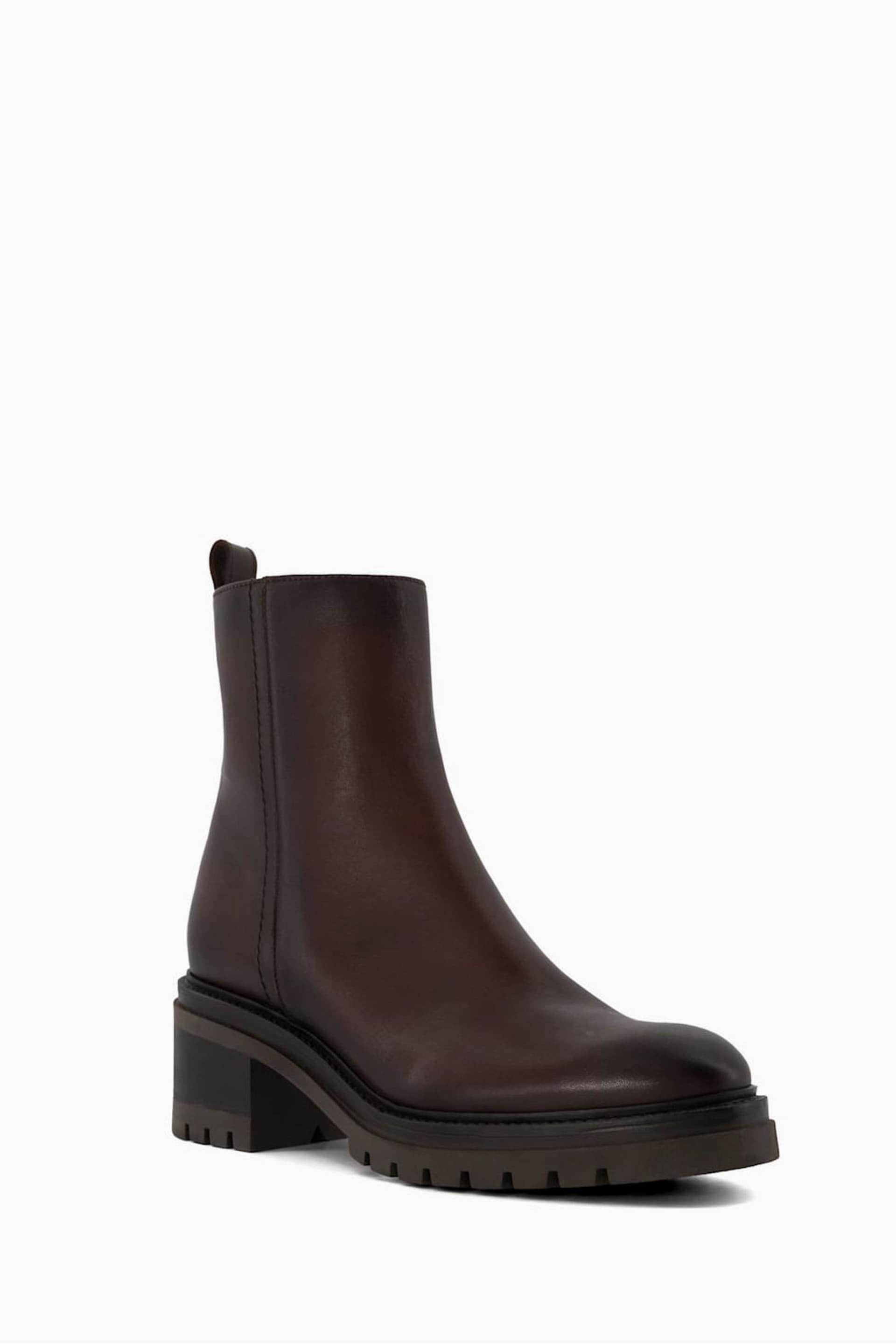 Dune London Brown Possessive Cleated Heel Plain Ankle Boots - Image 3 of 6