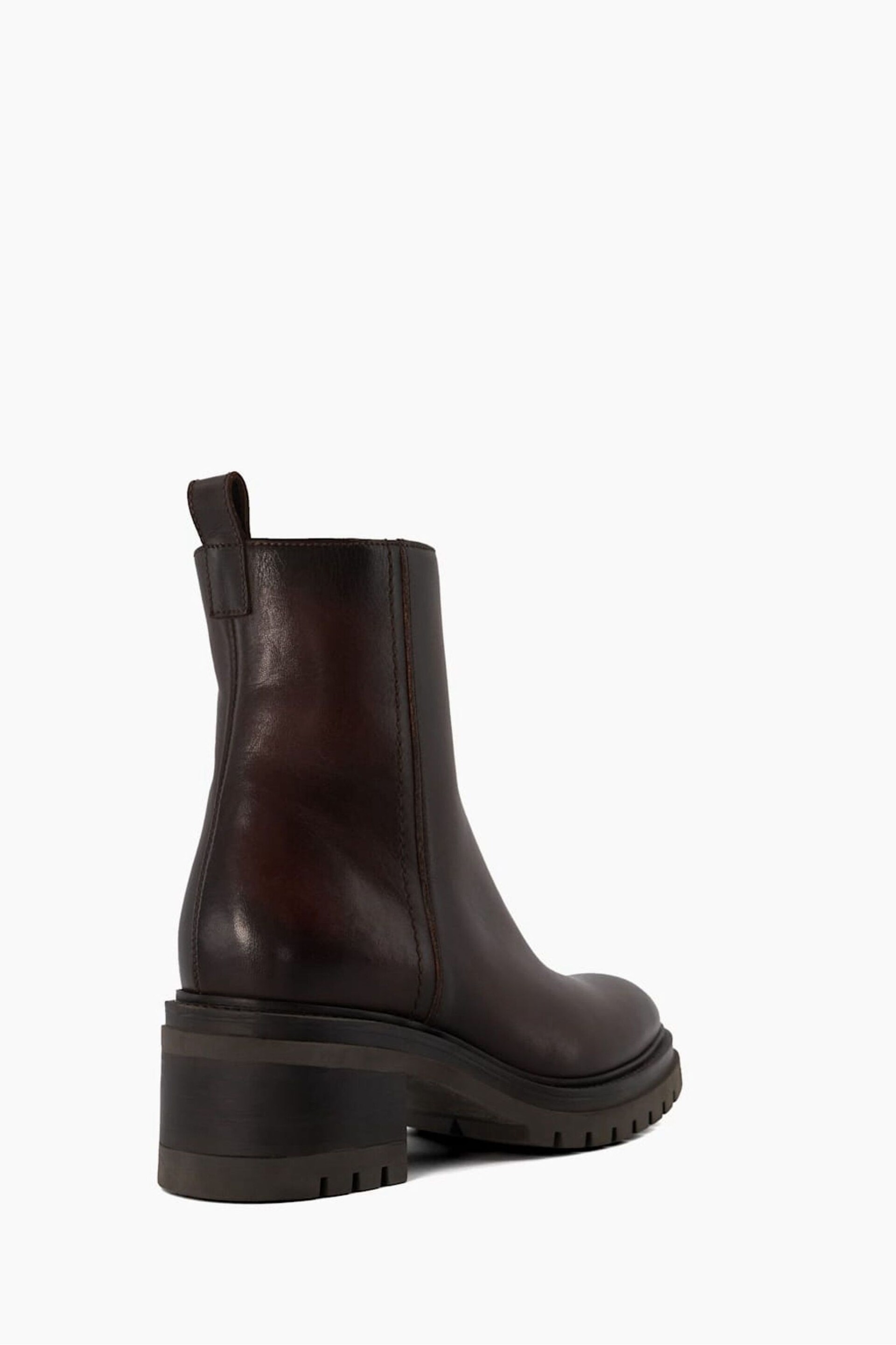 Dune London Brown Possessive Cleated Heel Plain Ankle Boots - Image 4 of 6