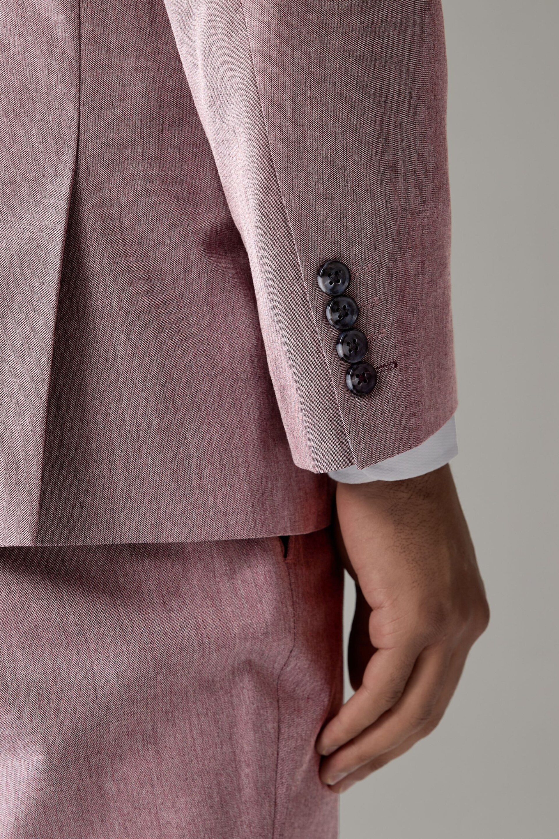 Pink Tailored Fit Trimmed Plain Suit Jacket - Image 5 of 11