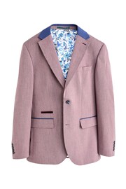 Pink Tailored Fit Trimmed Plain Suit Jacket - Image 6 of 11