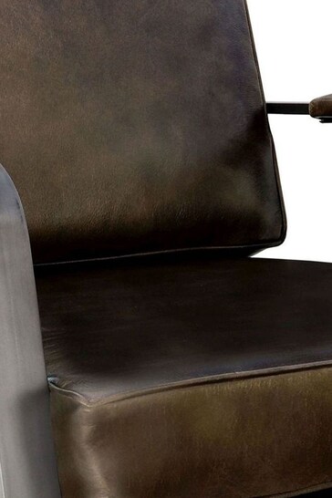 K Interiors Grey Halton Genuine Leather & Iron Lounge Chair