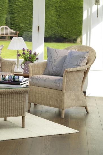 Laura Ashley Natural Garden Bewley Indoor Rattan Chair with Willow Cushions