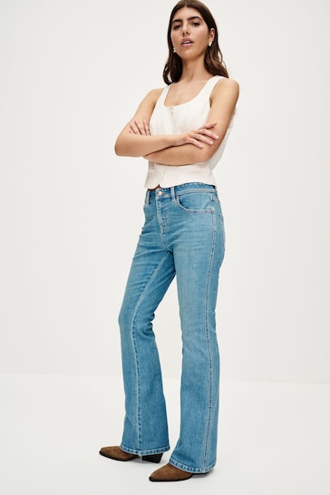 Mid Blue Stretch Flare Jeans