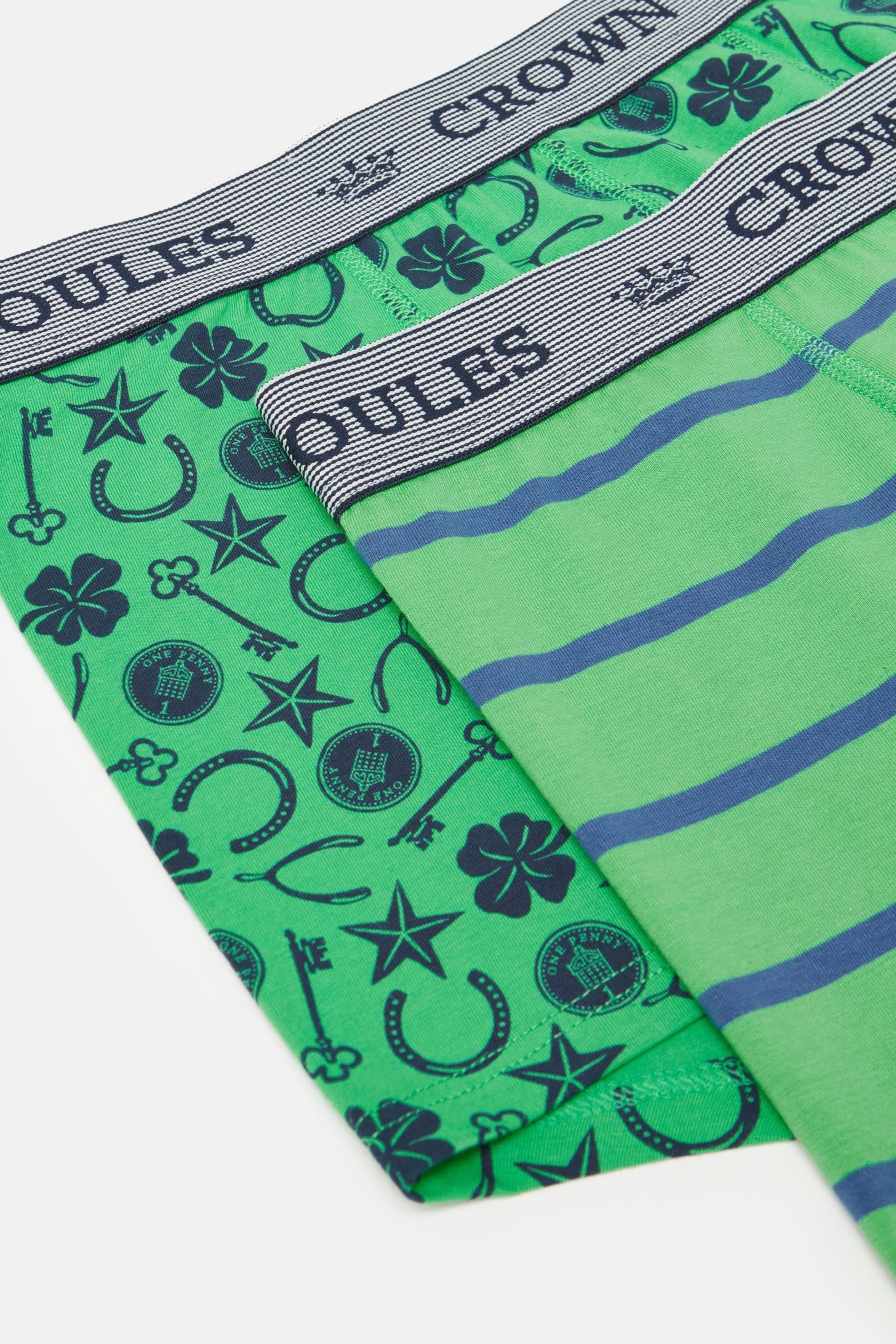 Joules Crown Green Lucky Charm Cotton Boxer Briefs 2 Pack - Image 4 of 4