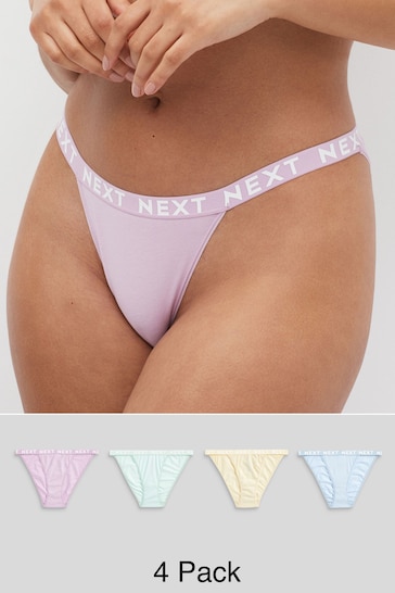 Pastel Colours Tanga Cotton Rich Logo Knickers 4 Pack