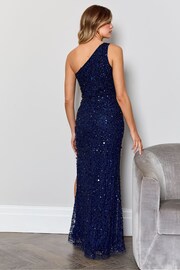 Sistaglam Blue One Shoulder Embellished Maxi Dress With Bust Panelling - Image 2 of 4