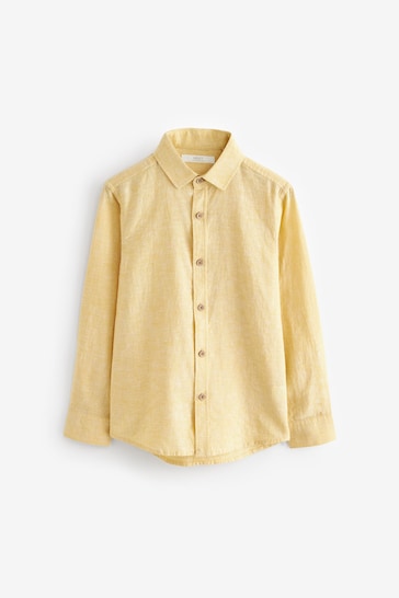 Yellow Lemon Long Sleeve Linen Blend Shirt (3-16yrs)