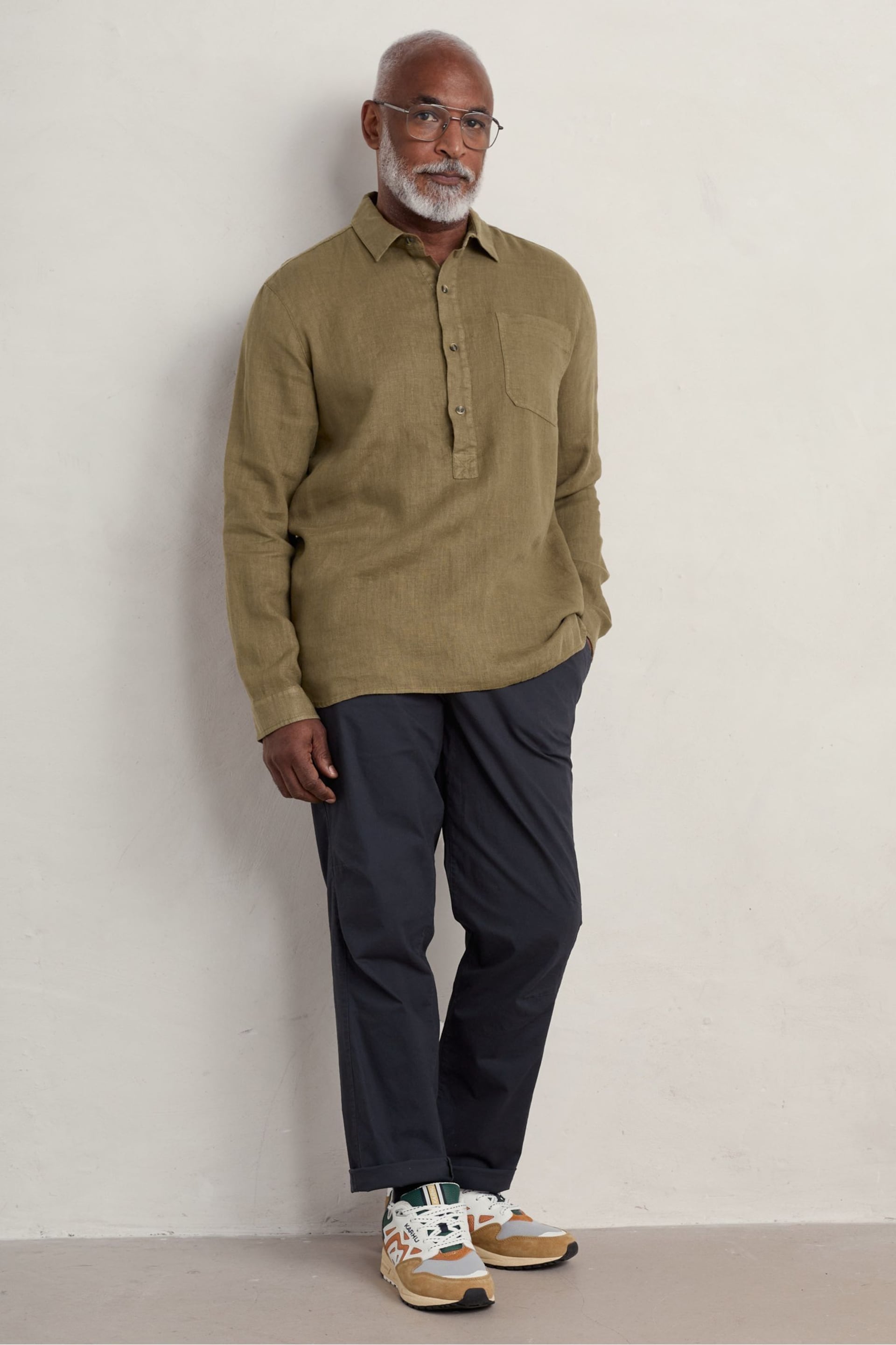 Seasalt Cornwall Olive Green Artist's Shirt - Image 3 of 5