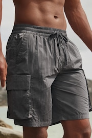 Fashion Cargo Charcoal Grey Utility Swim Shorts - Image 1 of 11
