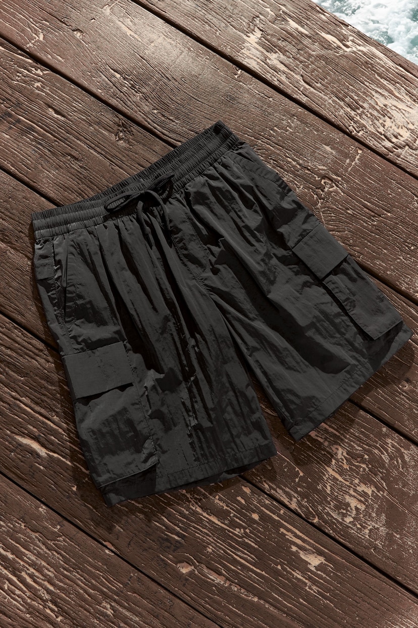 Fashion Cargo Charcoal Grey Utility Swim Shorts - Image 6 of 11