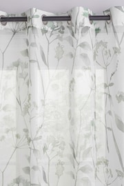 Green Isla Floral Printed Eyelet Unlined Sheer Panel Voile Curtain - Image 3 of 3
