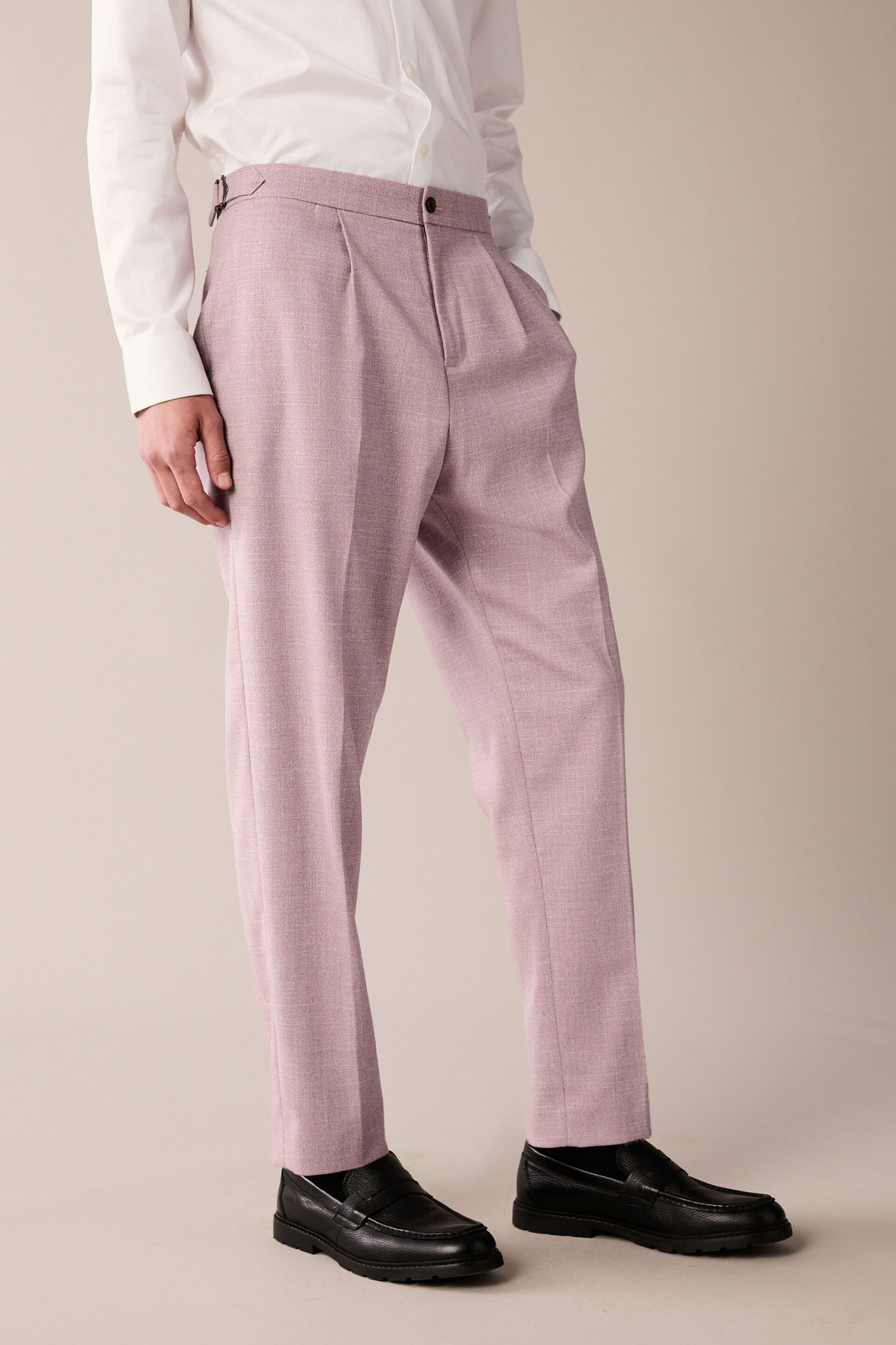 Pink Slim Tapered Textured Side Adjuster Trousers - Image 1 of 8
