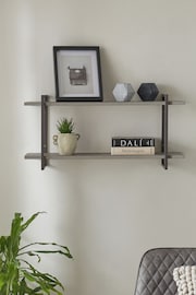 Grey Concrete Effect Two Tier Wall Shelves - Image 1 of 6