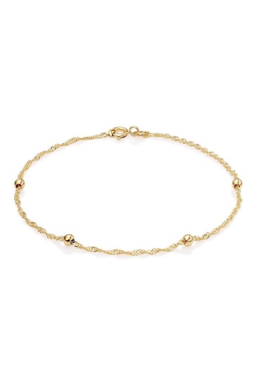 Beaverbrooks 9ct Gold Bead And Chain Bracelet