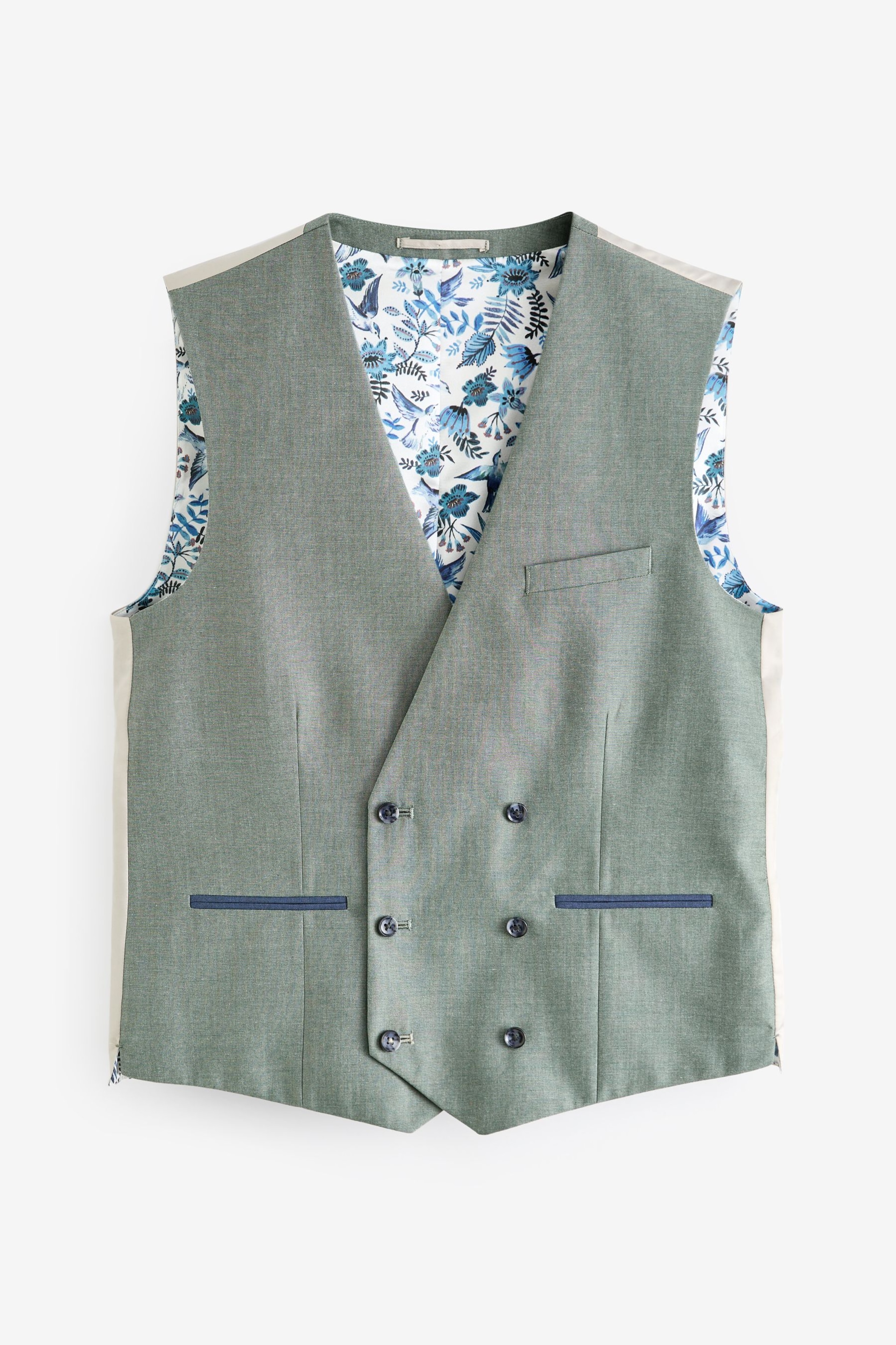 Green Regular Fit Trimmed Suit Waistcoat - Image 1 of 4