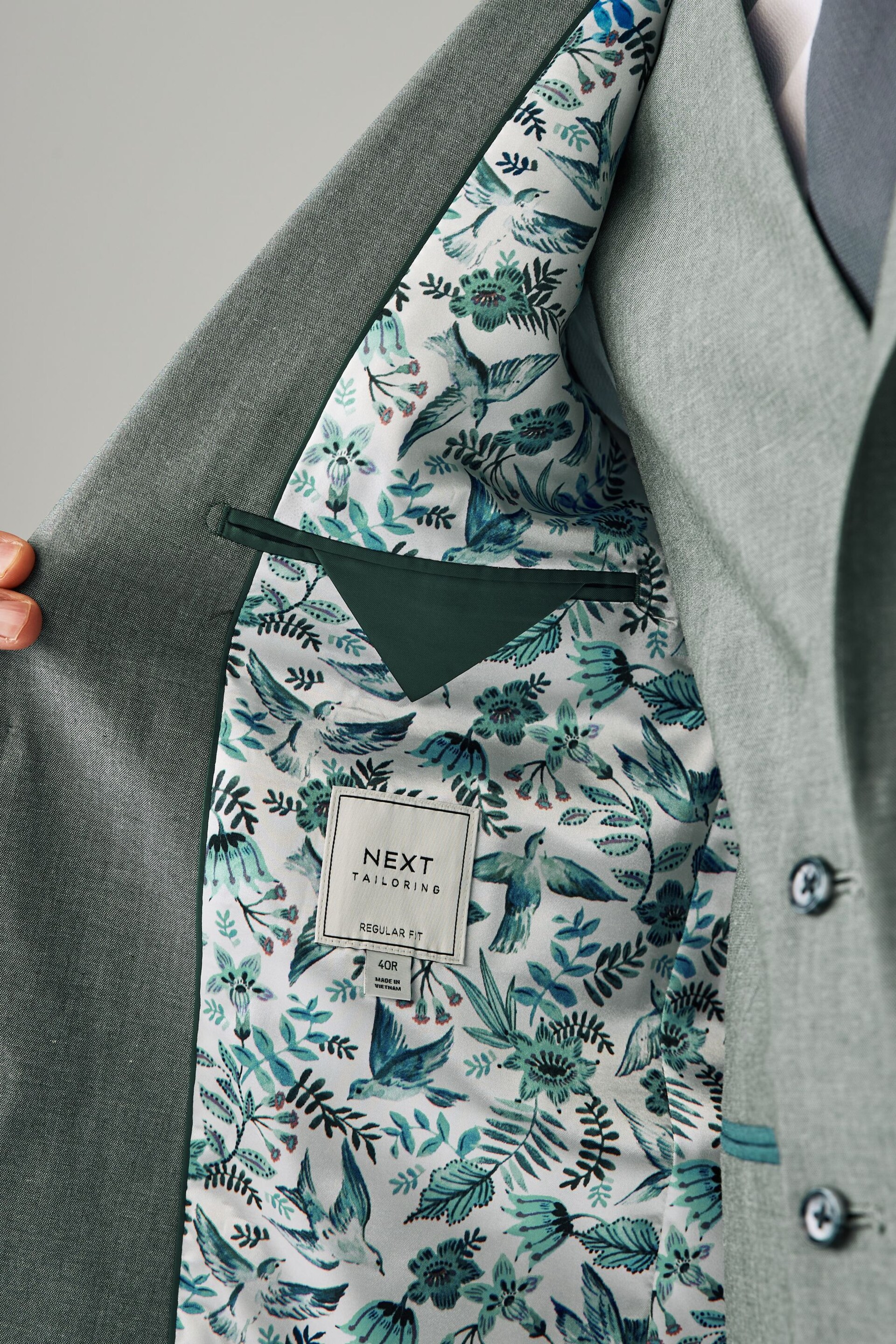 Green Regular Fit Trimmed Suit Jacket - Image 5 of 10