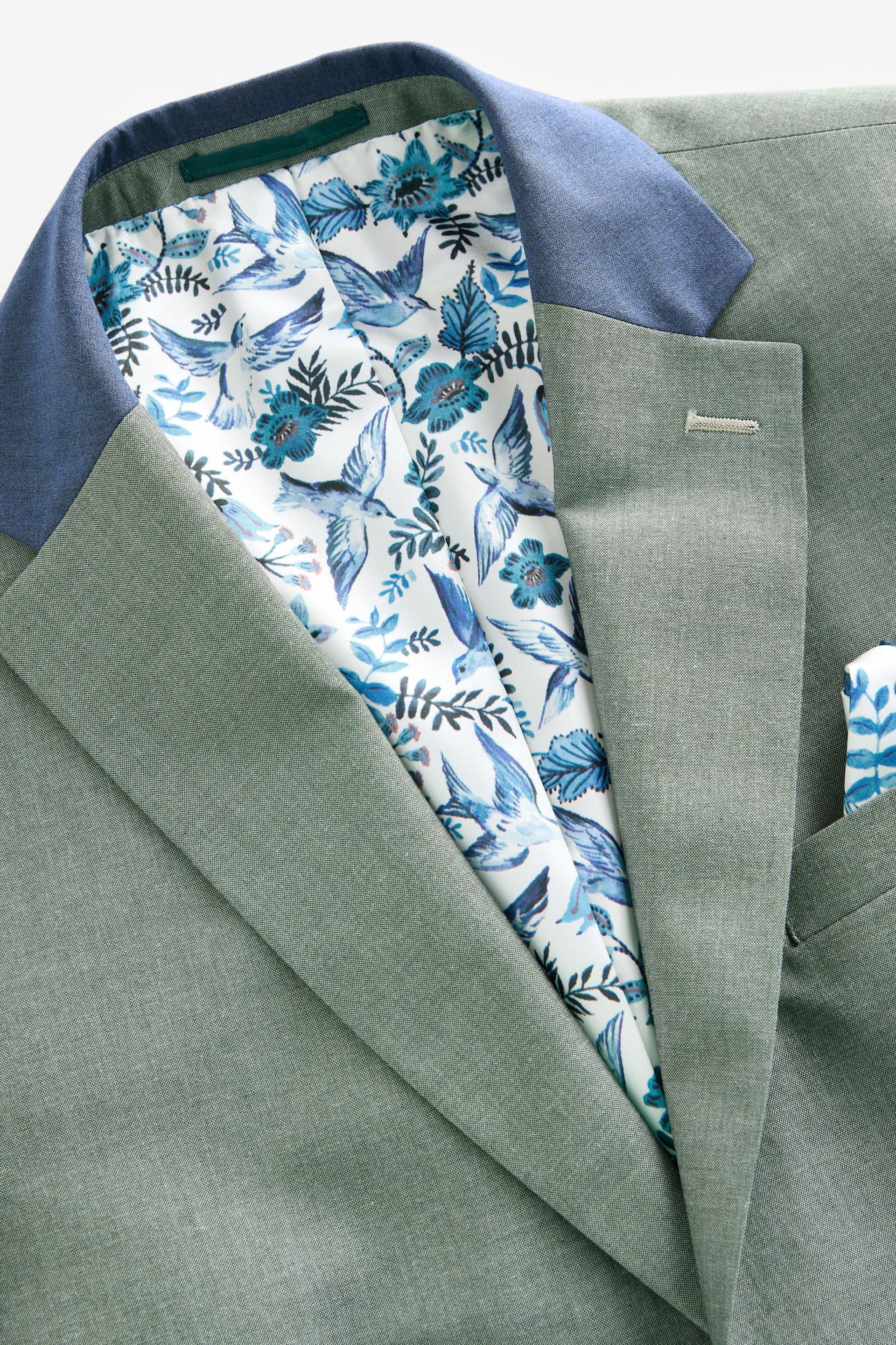 Green Regular Fit Trimmed Suit Jacket - Image 7 of 10