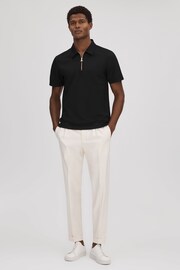 Reiss Black Floyd Slim Fit Half-Zip Polo Shirt - Image 3 of 6