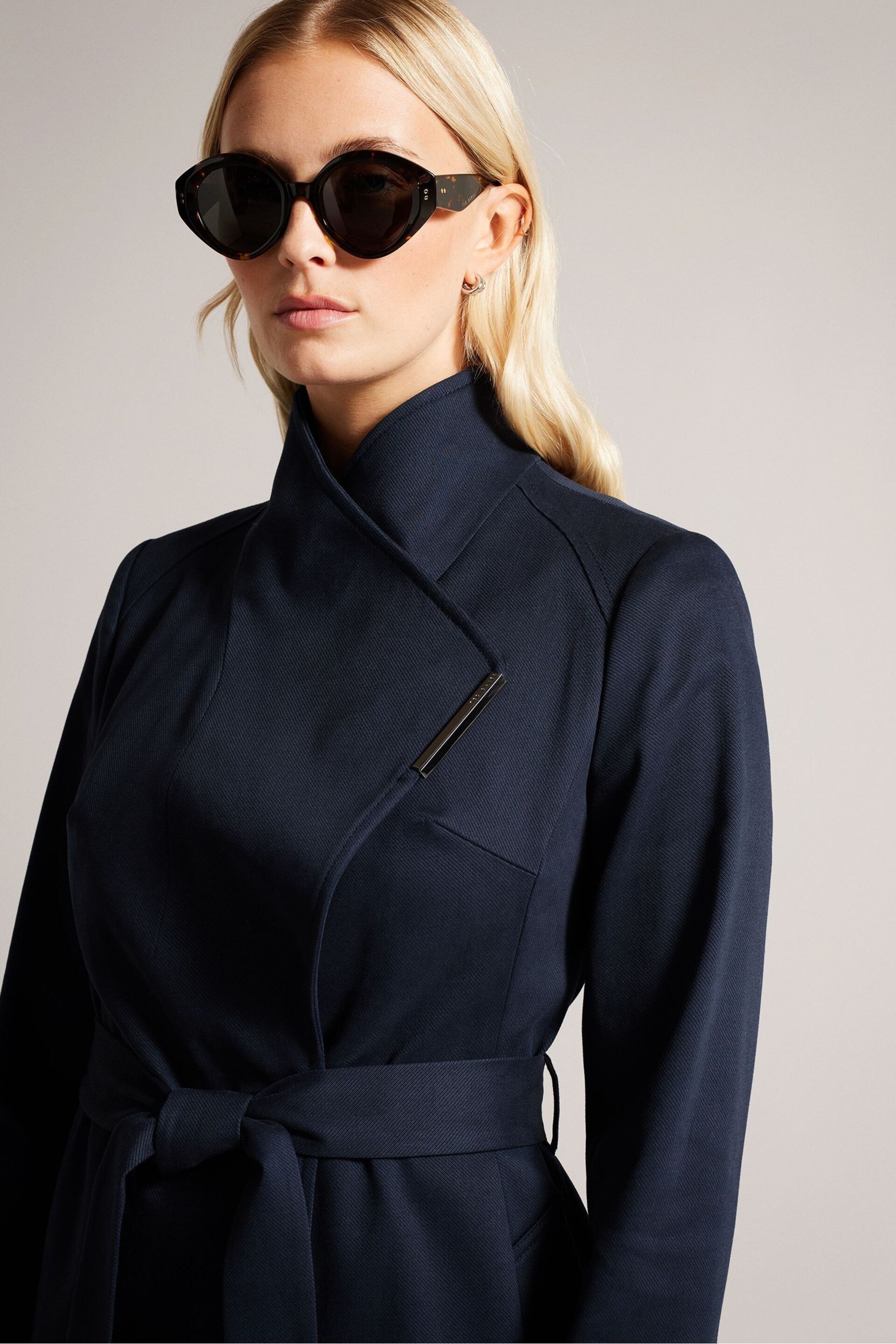 Ted Baker Blue Rosina Midi Length Wrap Trench Coat - Image 1 of 6