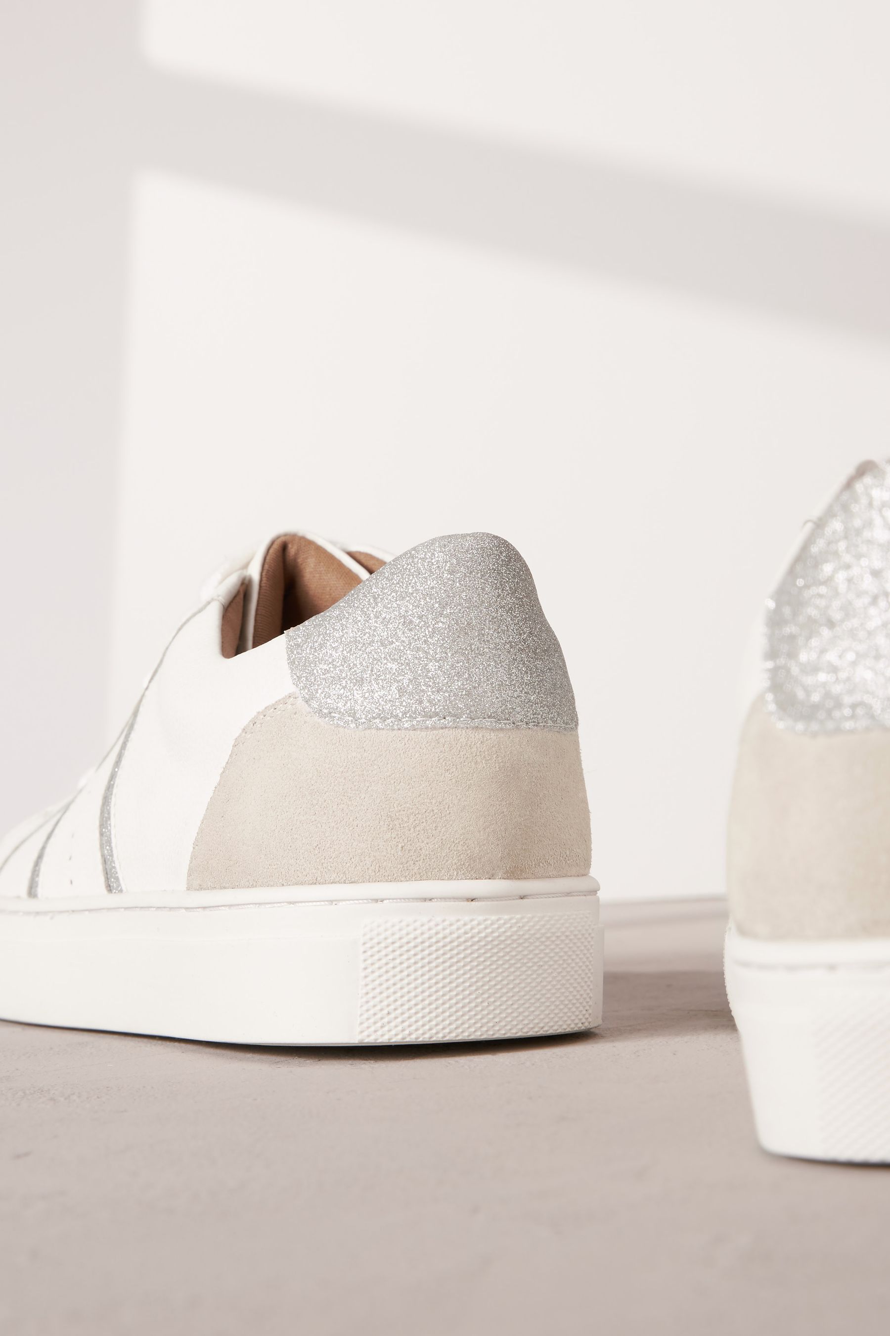 Next white leather trainers sales
