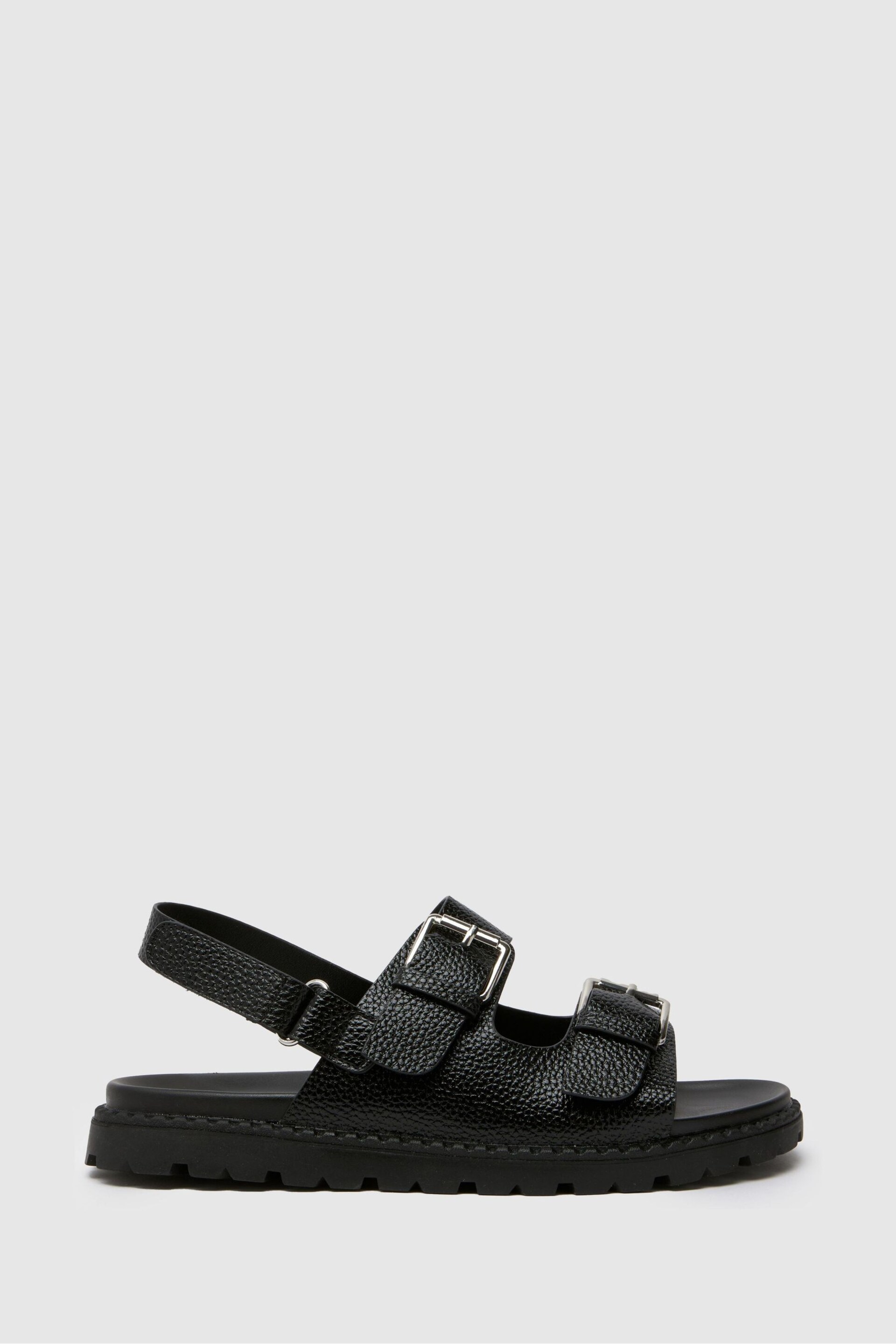 Schuh Tyra Chunky Footbed Black Sandals - Image 1 of 4