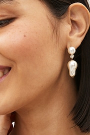 White Pearl Drop Earrings - Image 2 of 3