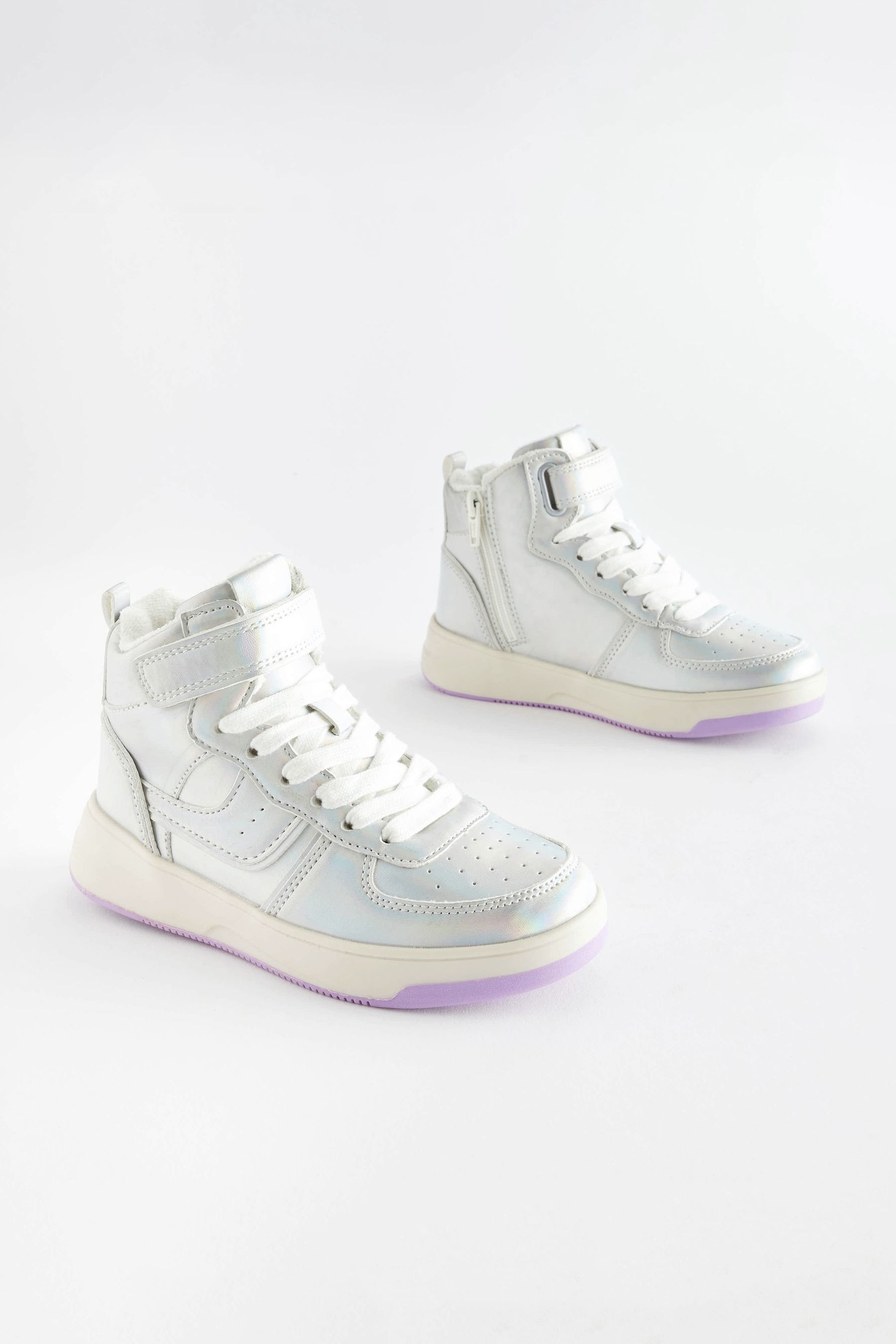 Silver Metallic Retro High Top Trainers