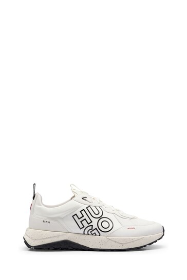 HUGO Stacked-Logo White Trainers In Mixed Materials