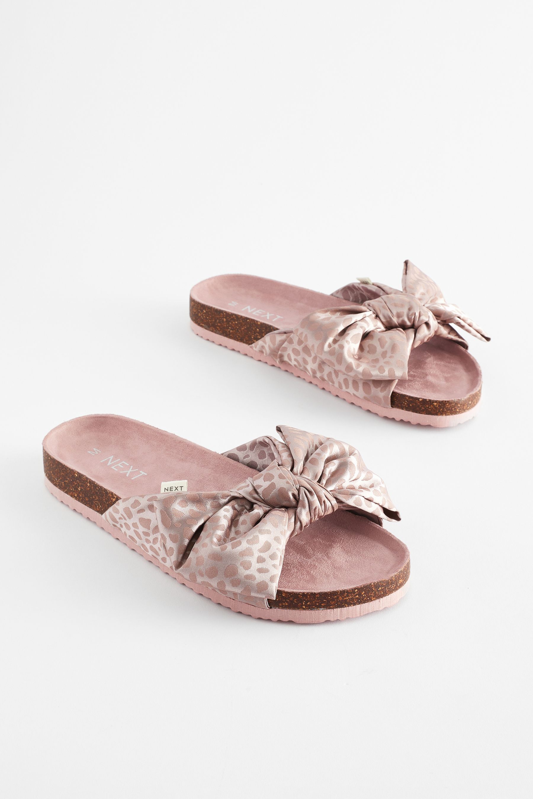 Buy Pink Animal Bow Footbed Sliders from Next Luxembourg