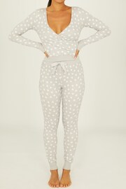 Boux Avenue Grey Heart Wrap Top And Legging Pyjama Set - Image 1 of 4