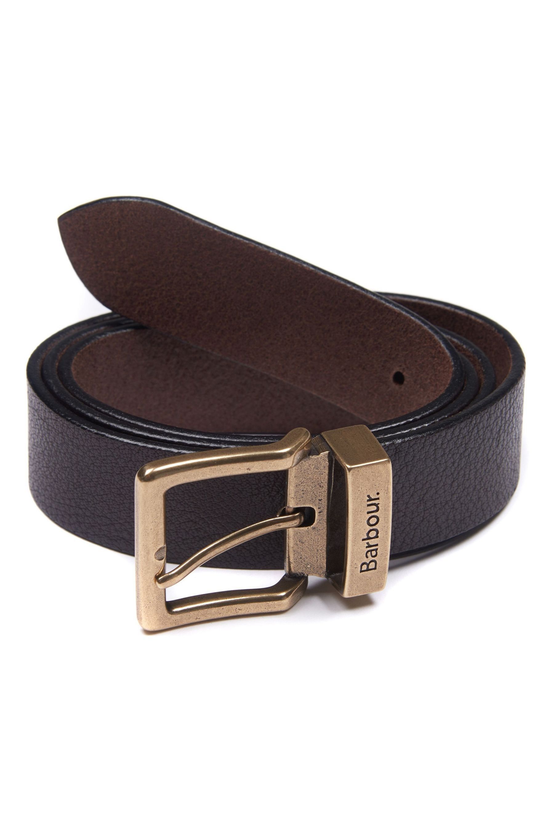 Barbour brown leather belt sales