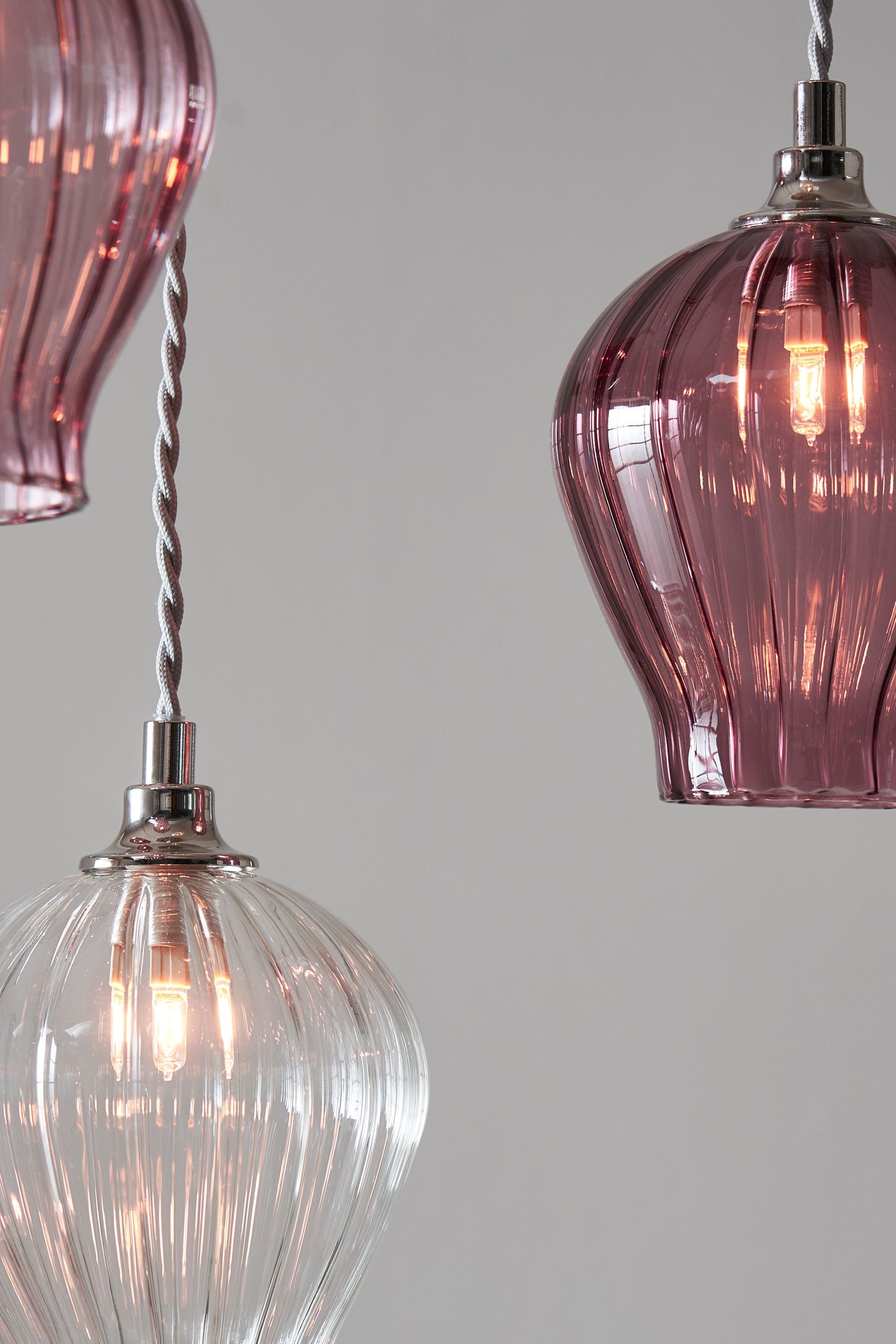 Pink glass on sale light fitting