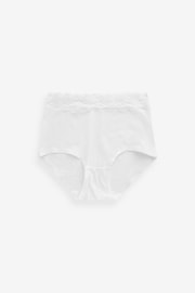White/Blue/Yellow Full Brief Cotton and Lace Knickers 4 Pack - Image 6 of 8