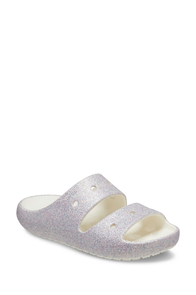 Crocs Silver Kids Classic Glitter Sandals - Image 2 of 5