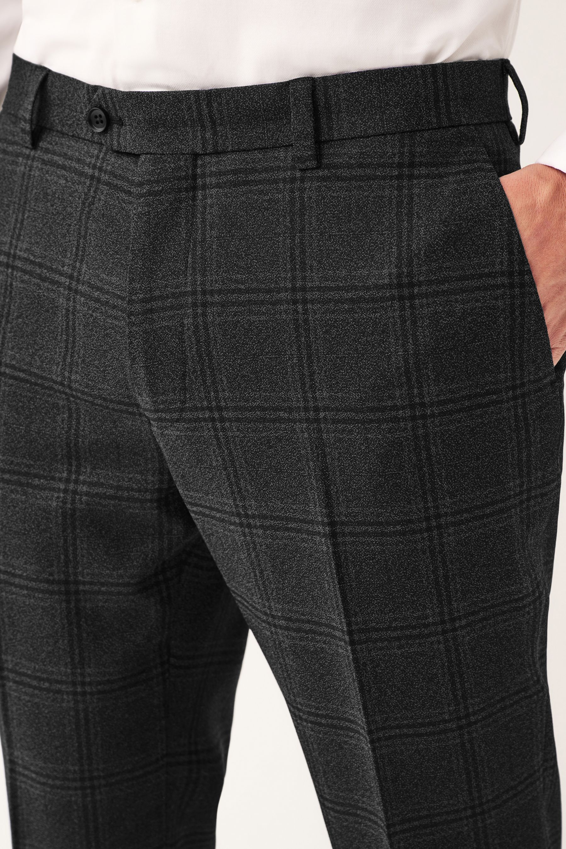 Buy Charcoal Grey Regular Fit Check Suit Trousers from the Next UK online shop
