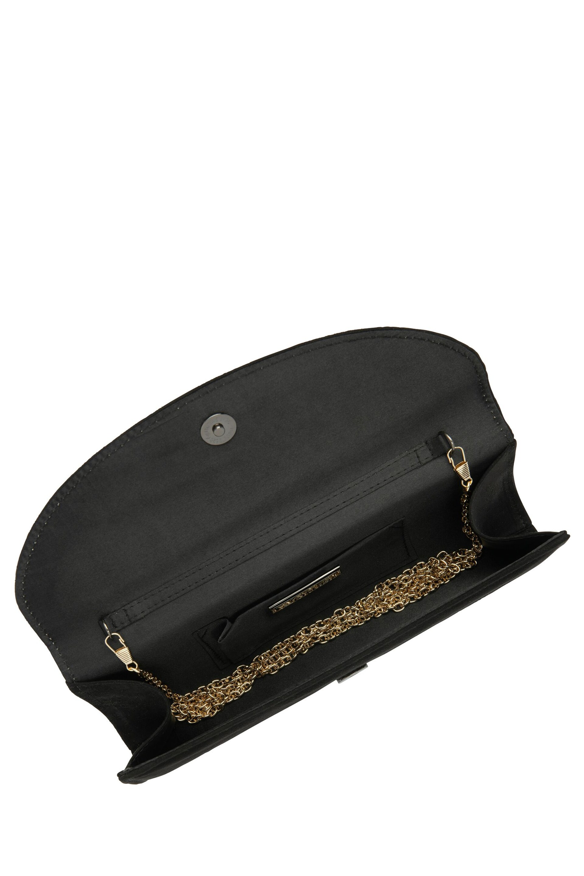 Lotus Black Clutch Bag with Chain - Image 3 of 4
