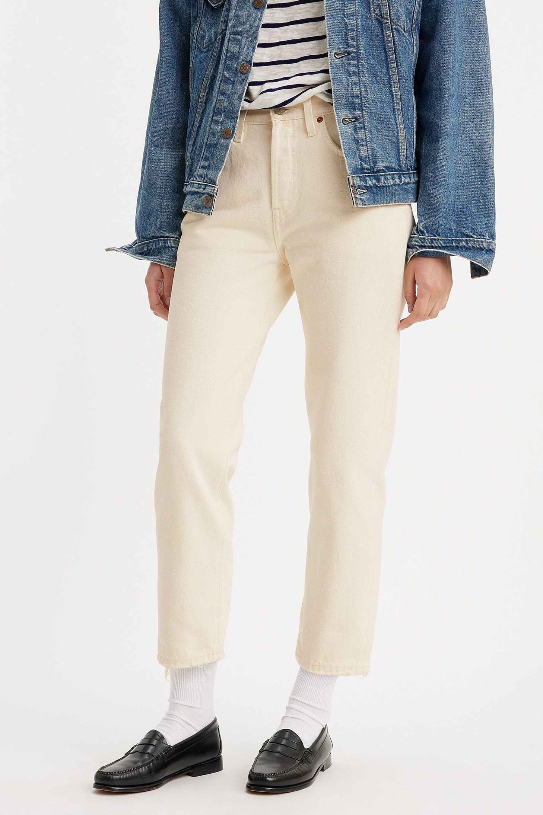 Levis 501 crop white 2025