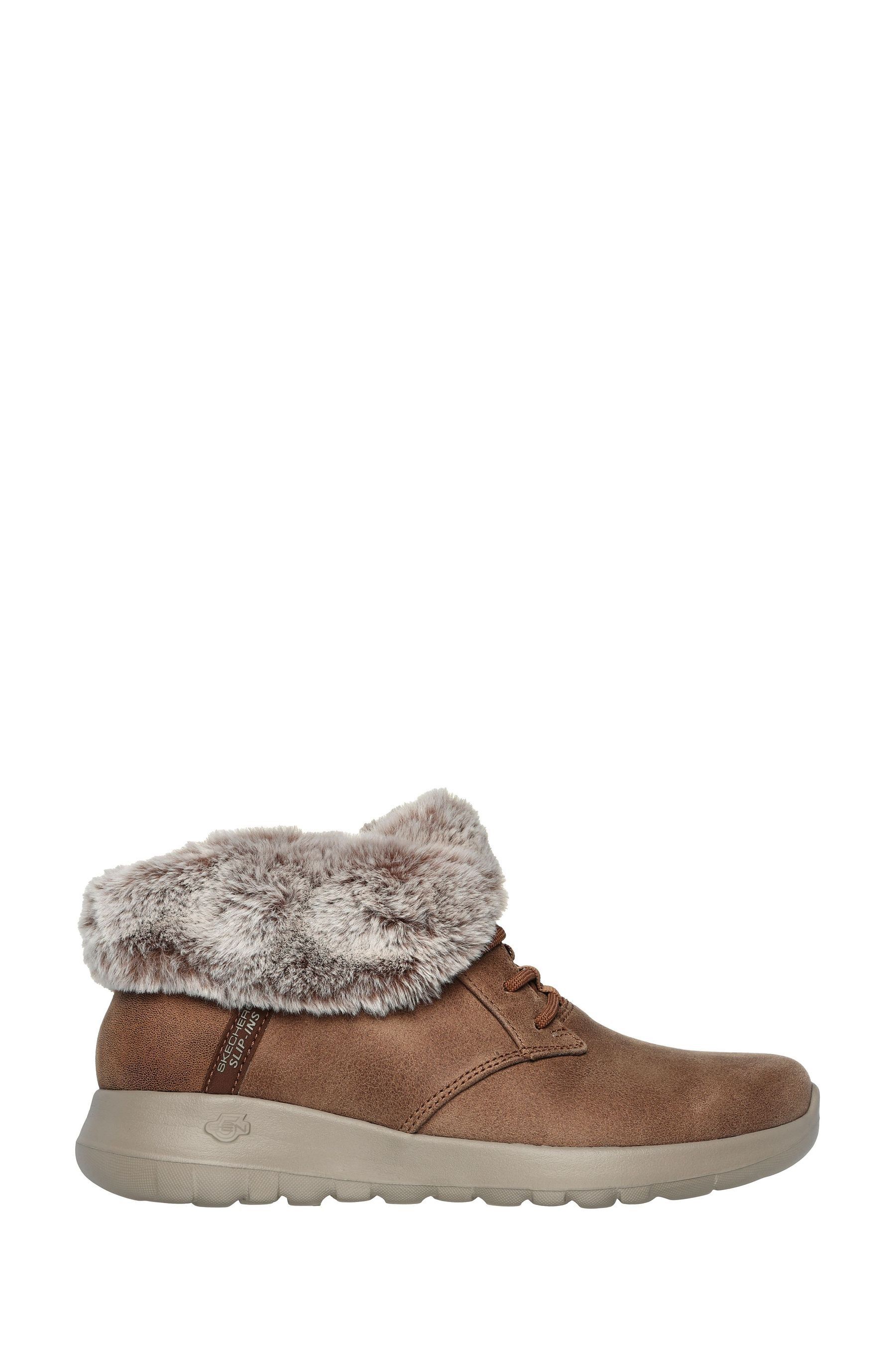 Skechers Natural On The Go Joy Cozy Charm Slip In Boots