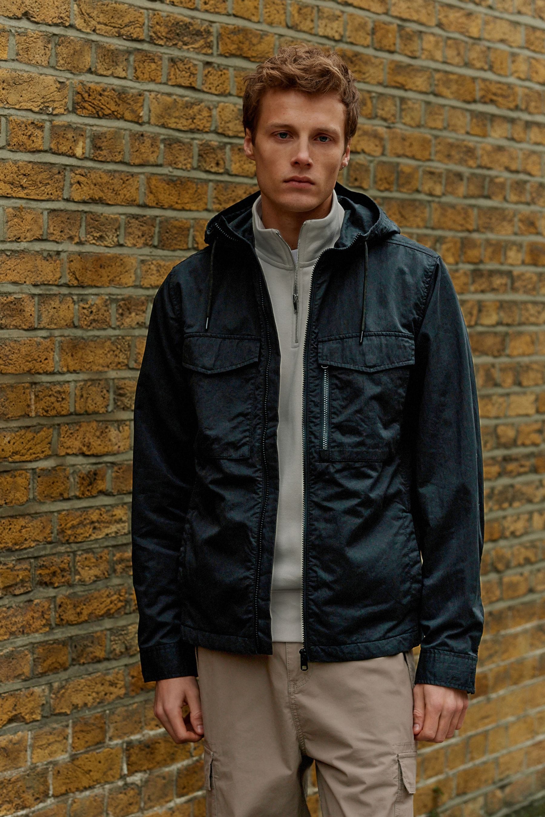 Black Hooded Utility Shacket