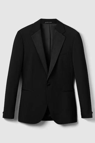 Reiss Black Poker Notch Lapel Modern Fit Single Breasted Tuxedo Jacket